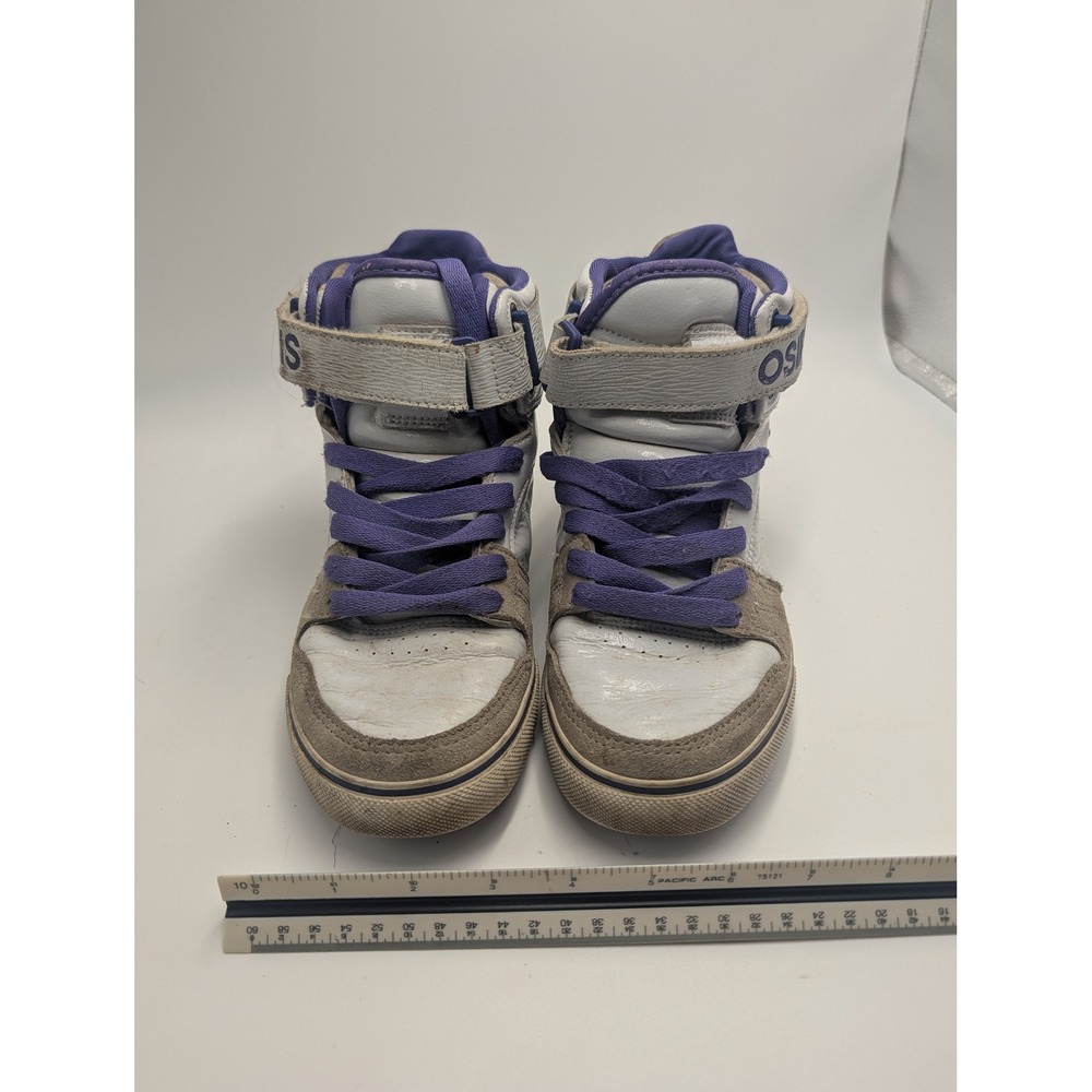 Osiris Womens High Top Skate Shoes White Purple Grey Suede Ankle Strap Sneaker